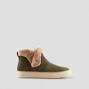 Basket Cougar Duffy Daim Imperméables D'hiver Femme Vert Olive | 251340-FVK