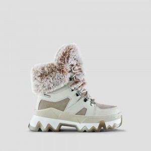 Basket Cougar Warrior Cuir Imperméables PrimaLoft® Femme Ice-mushroom | 346852-YNL