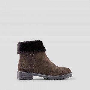 Botte Hiver Cougar Kendal Daim Imperméables Femme Marron | 015623-ELR