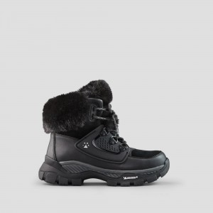 Botte Hiver Cougar Union Cuir and Daim Imperméables PrimaLoft® and soles by Michelin Femme Noir | 150789-RYK