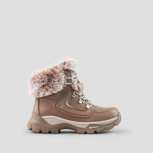 Botte Hiver Cougar Union Cuir and Daim Imperméables PrimaLoft® and soles by Michelin Femme Almond | 417396-UMS