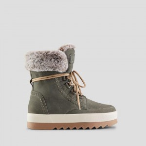 Botte Hiver Cougar Vanetta Daim Imperméables Femme Moss | 197504-MXW