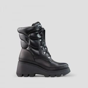 Botte Hiver Cougar Verona Nylon and Cuir Wedge Imperméables PrimaLoft® Femme Noir | 659738-PZV